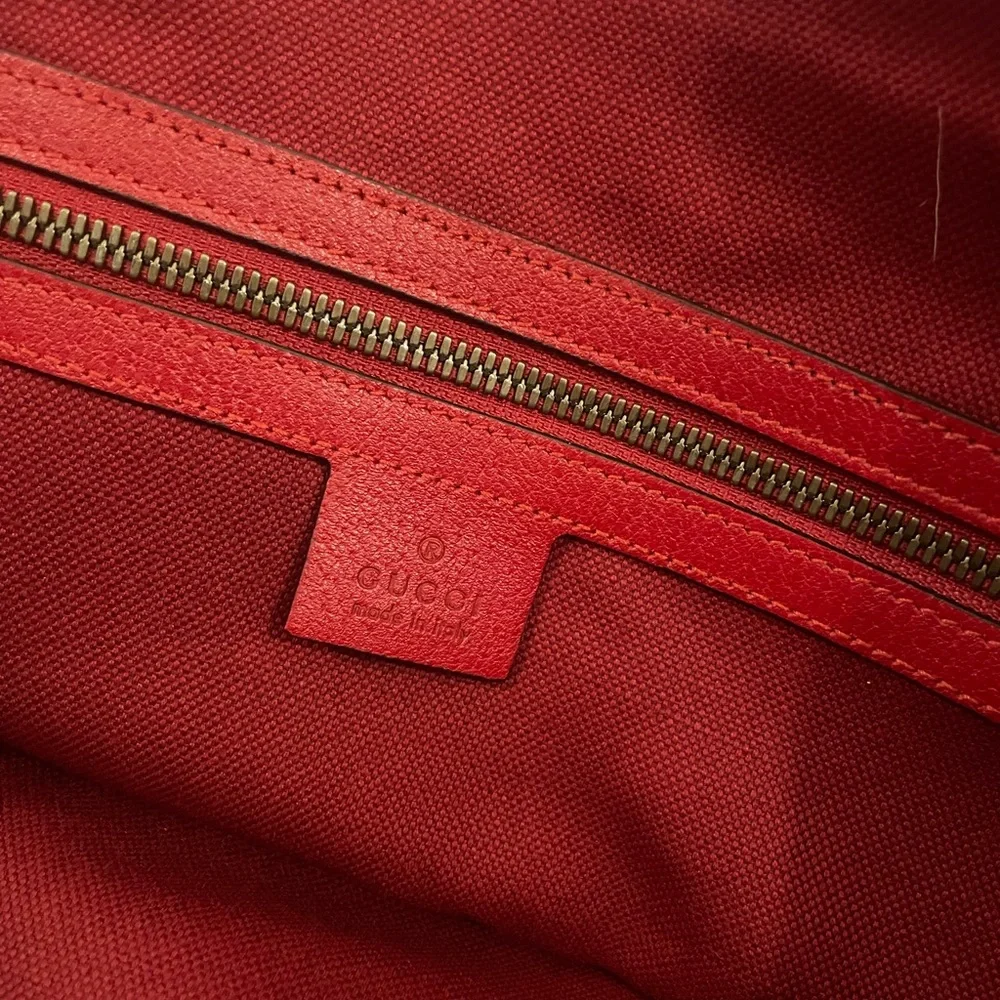 Gucci Logo Stripe Red Tote Bag - Picture 5 of 9